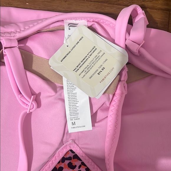Fabletics Cut Out Pink and Leopard Print Swimsuit - Picture 2 of 3
